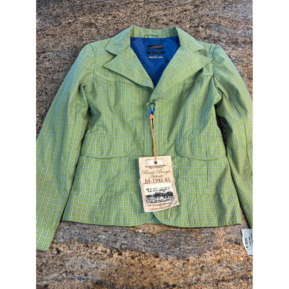 NWT Bomb Boogie Authentic Plaid Blazer Jacket M194143 Green White Women's Medium
